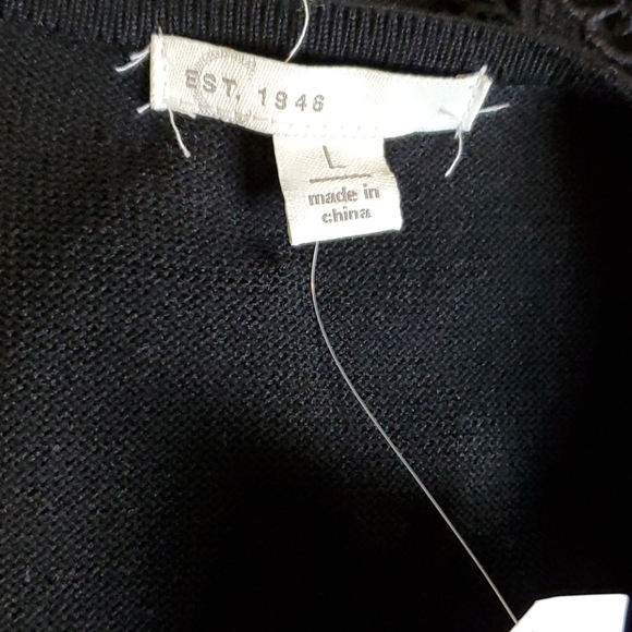 C est 1946 black knit dress pleated skirt, L - Picture 5 of 7